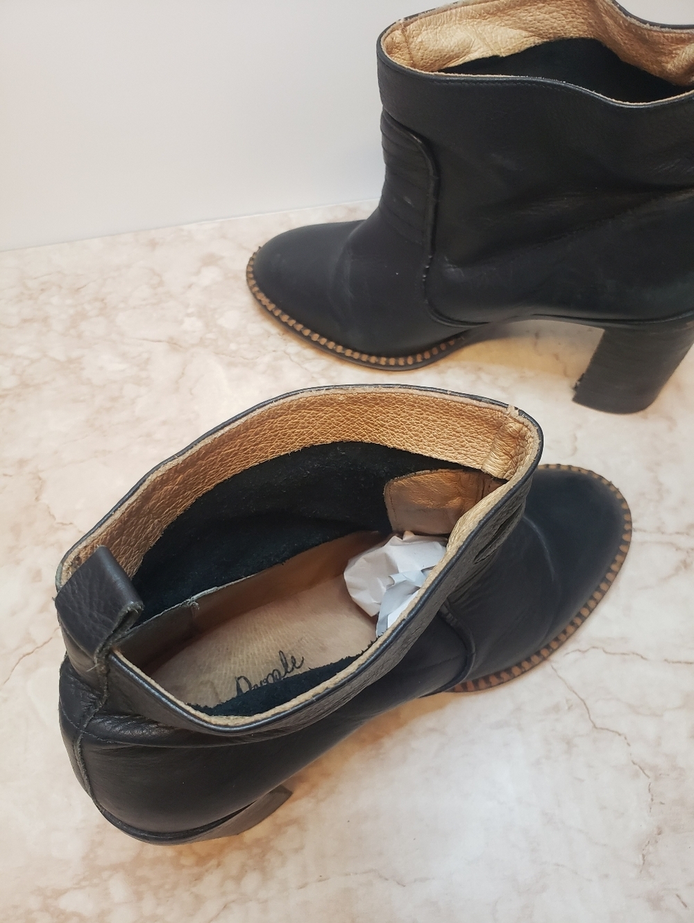Free People Women’s Black Leather Ankle Booties with Block Heel Size 40 - Picture 8 of 8